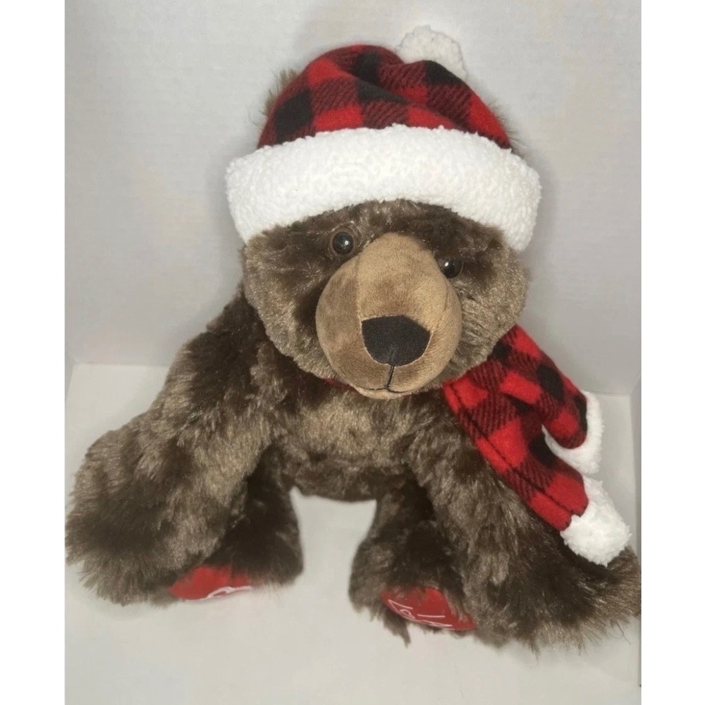 Build-A-Bear Helzberg Diamonds I Am Loved Make-A-Wish Plaid Holiday Brown Bear